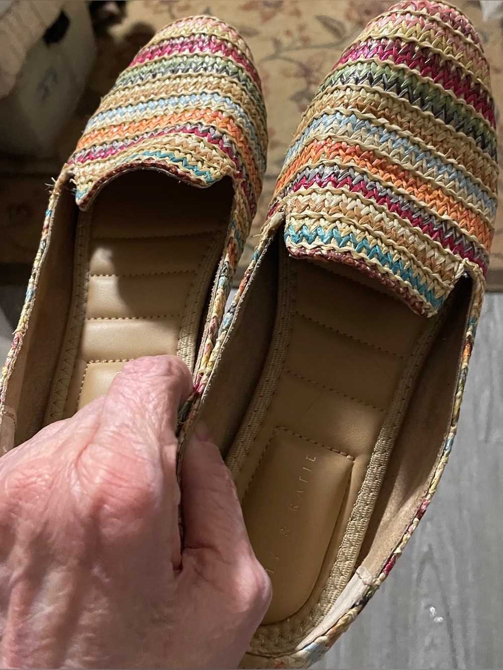 Kelly & Katie Multicolor Woven Slip-On Flats Shoes size Women 7.5M inside padded